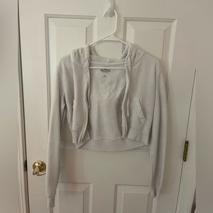 Hollister White Zip Up Cropped